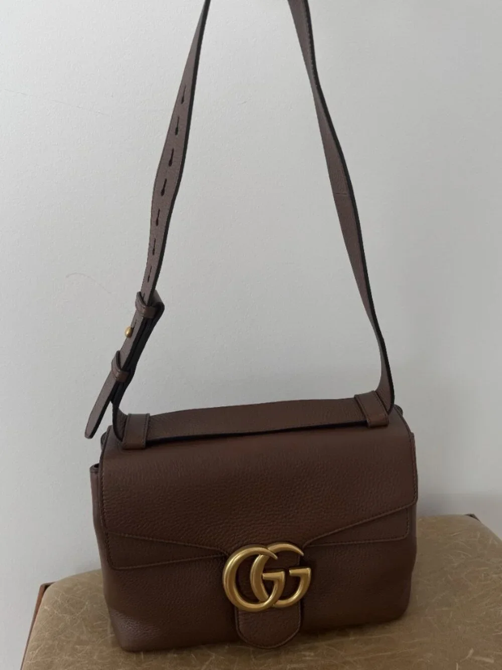 Gucci GG Marmont Brown Leather Shoulder Bag | Medium | Gold Hardware - Picture 6 of 16